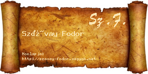 Szávay Fodor névjegykártya